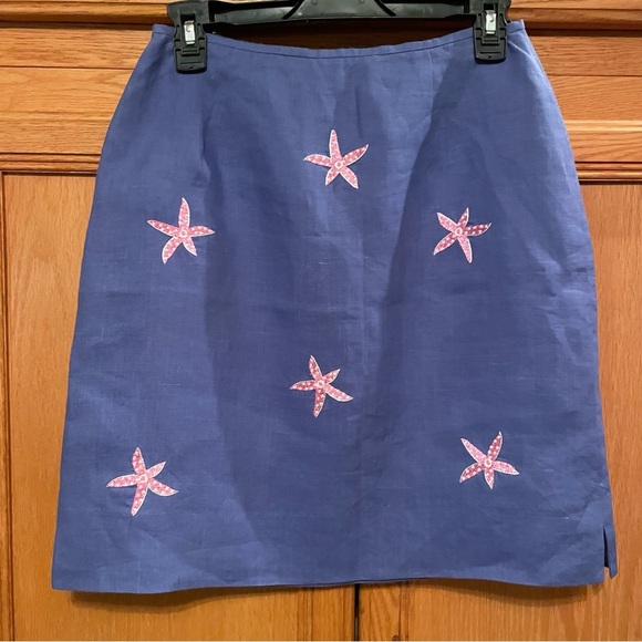CJ Laing NWT sapphire a line starfish skirt 100% linen size 6 - Picture 4 of 10